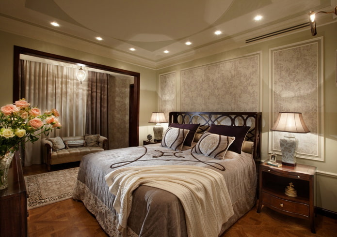 design degli interni di una camera da letto abbinata a una loggia