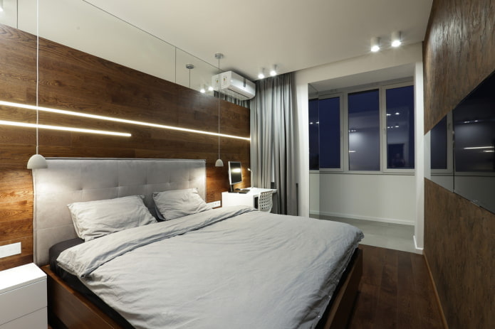 camera da letto con balcone in stile minimalista