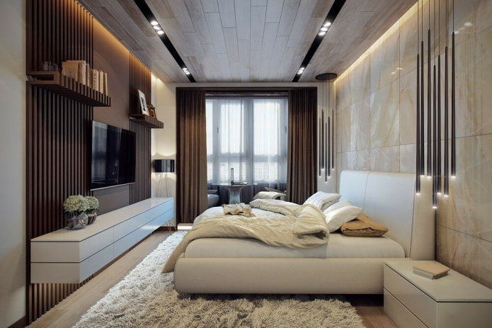 design degli interni di una camera da letto con loggia