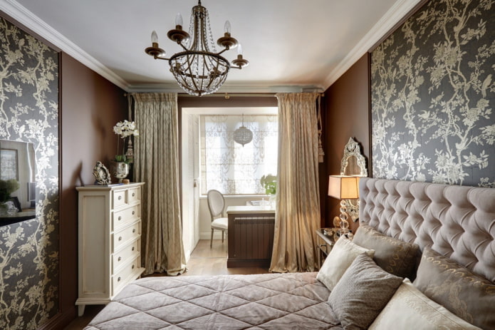 Decorazione e illuminazione in camera da letto abbinata a loggia