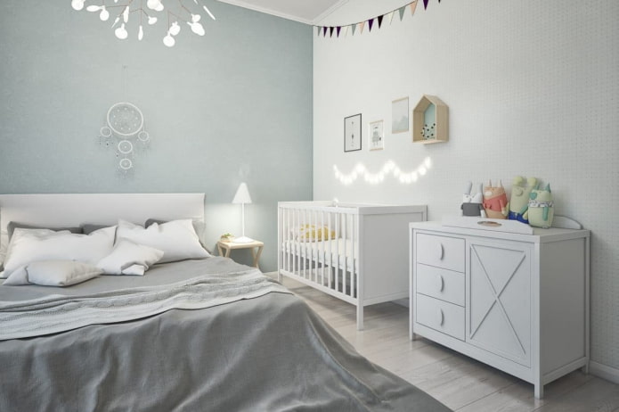 culla per neonati nell'arredamento della camera da letto