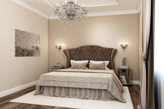 interno della camera da letto beige cioccolato