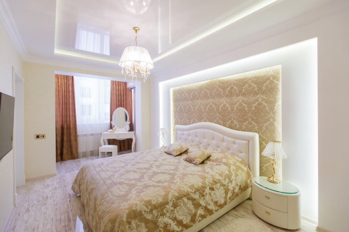 interno della camera da letto bianca e beige