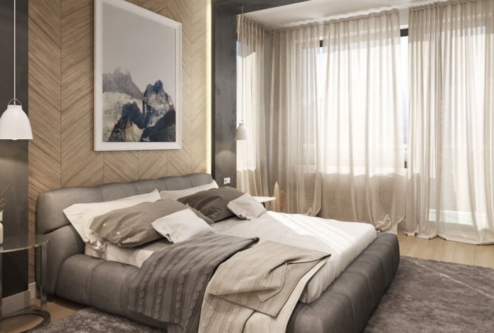 interno della camera da letto grigio-beige
