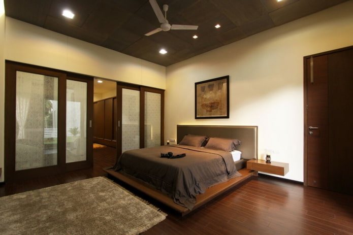 interno della camera da letto beige e marrone