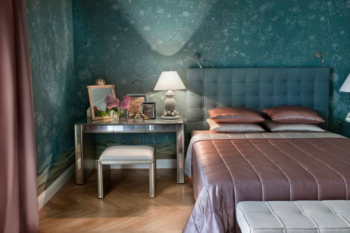 decorazione camera da letto turchese