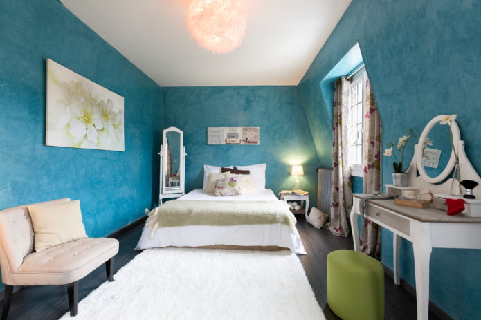 decorazione camera da letto turchese