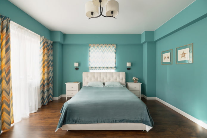 interno camera da letto turchese