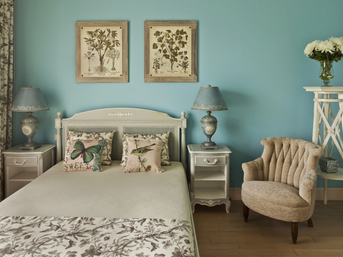 camera da letto turchese in stile provenzale