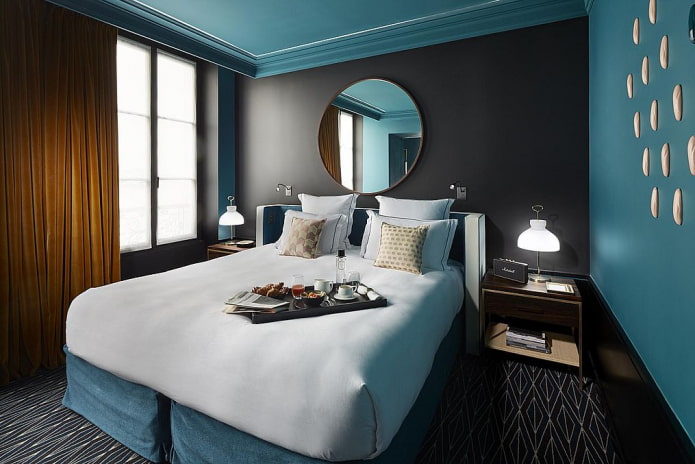 camera da letto turchese in stile moderno