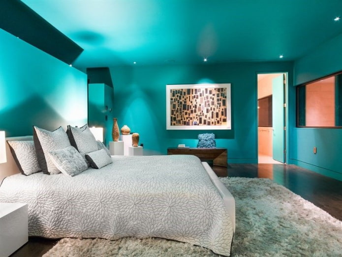 camera da letto turchese in stile moderno