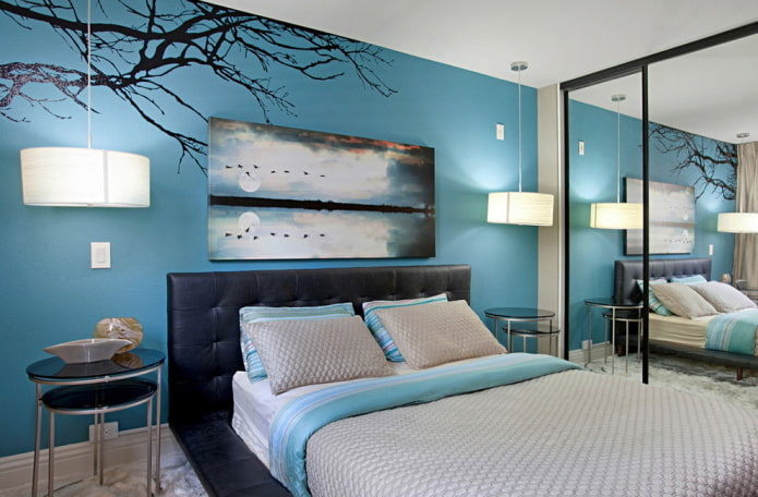 interno di una camera da letto blu in Uno stile moderno