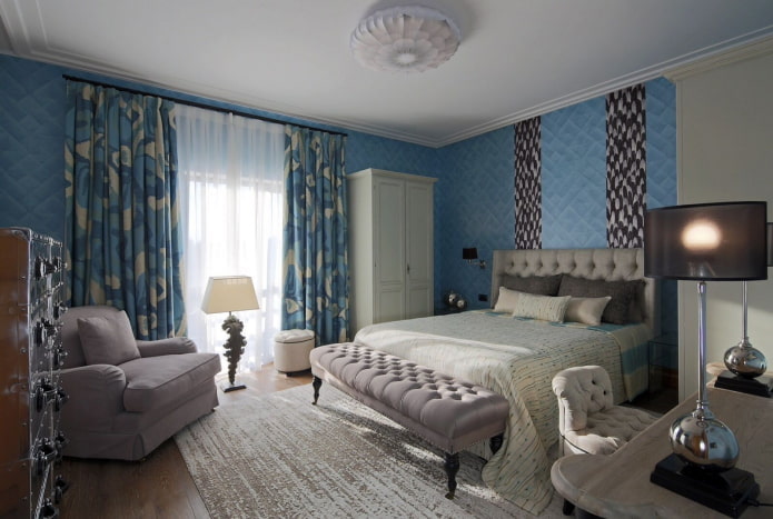 sfumature di blu nell'interno della camera da letto