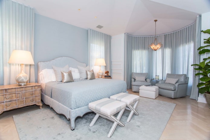 sfumature di blu nell'interno della camera da letto