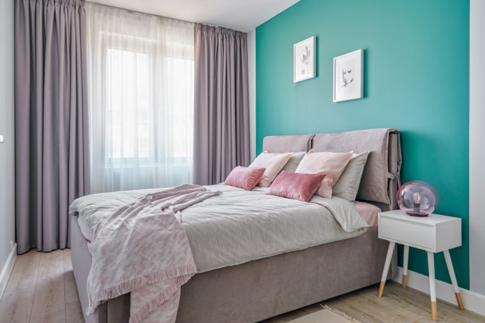 Schema di colori degli interni di una camera da letto in un edificio di Krusciov