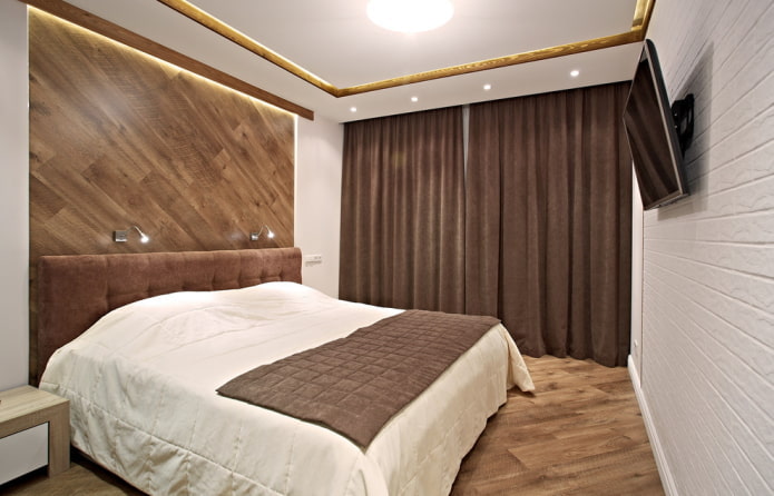 interno di una camera da letto bianca e marrone