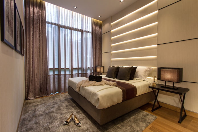 interno della camera da letto beige e marrone