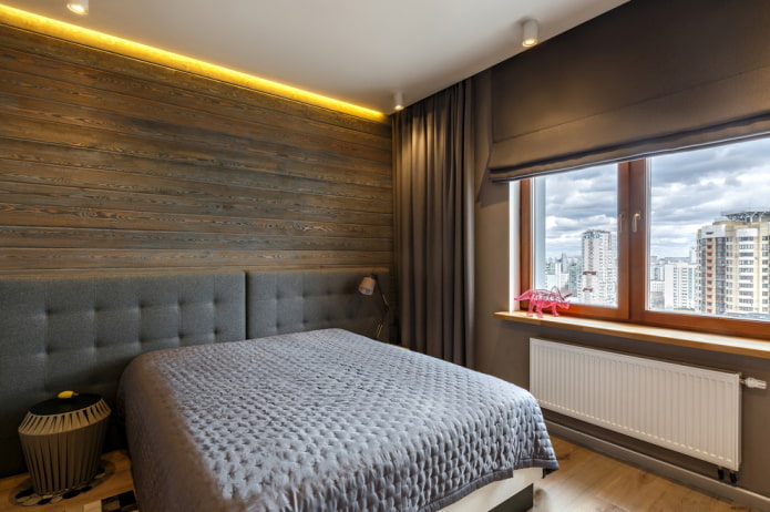 rifiniture all'interno di una camera da letto marrone