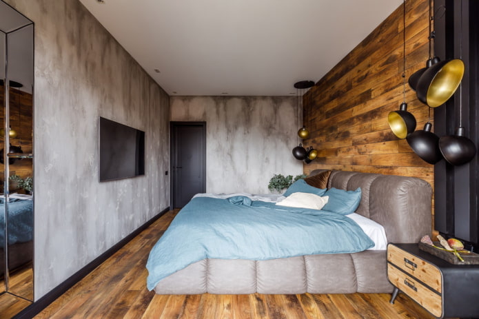 interno camera da letto grigio-marrone