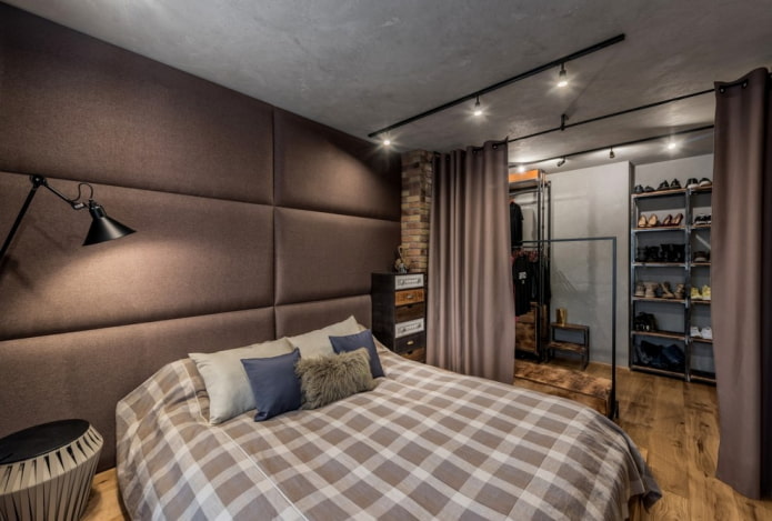interno camera da letto grigio-marrone