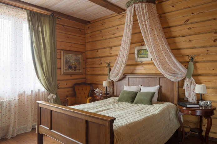 interno della camera da letto marrone in stile country
