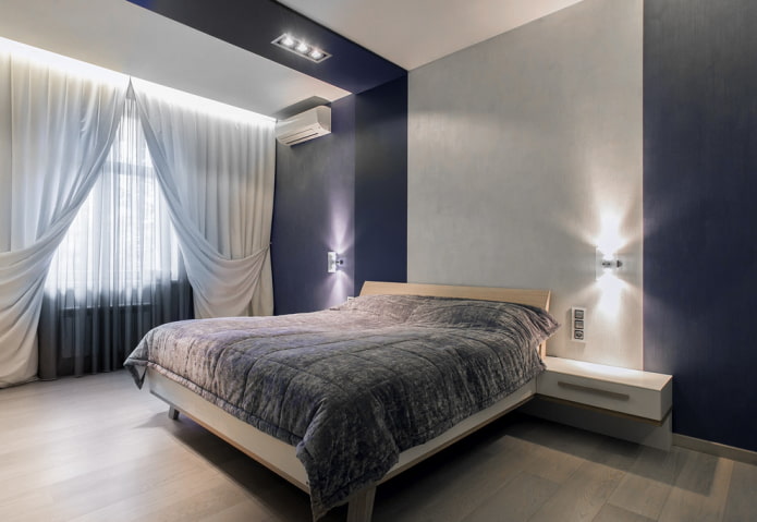 design camera da letto grigio-blu