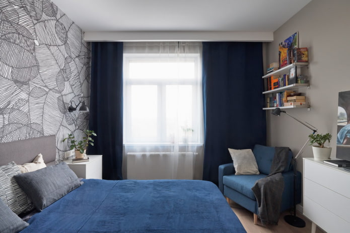 design camera da letto grigio-blu