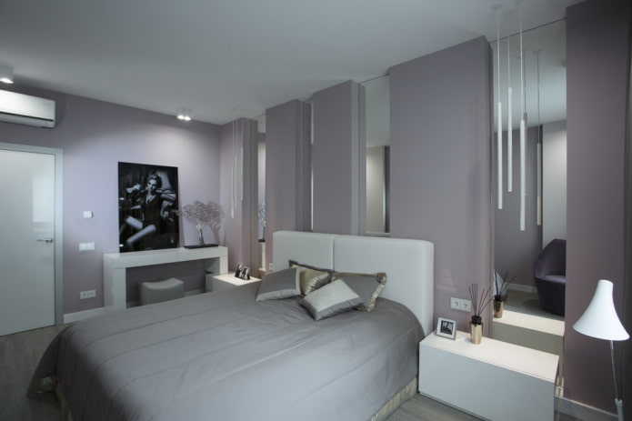interno della camera da letto grigia e bianca