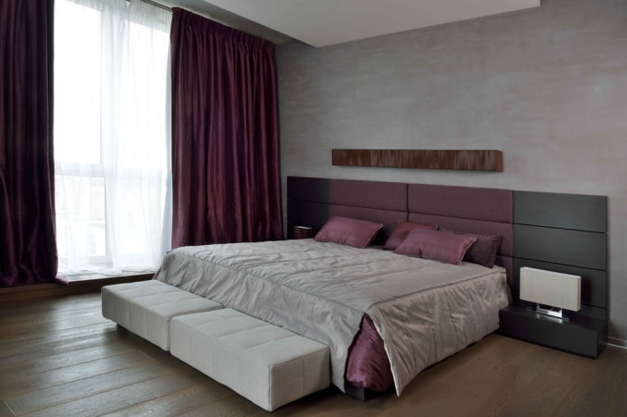 design degli interni della camera da letto grigia