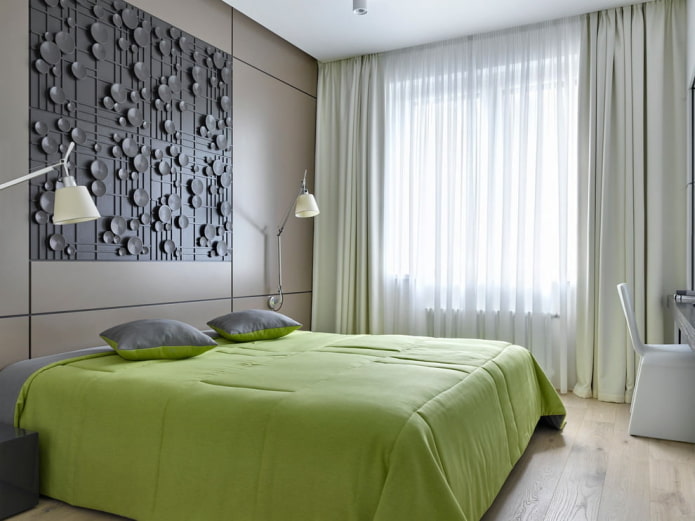 interno camera da letto grigio-verde