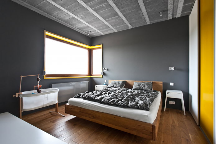 finitura camera da letto grigia