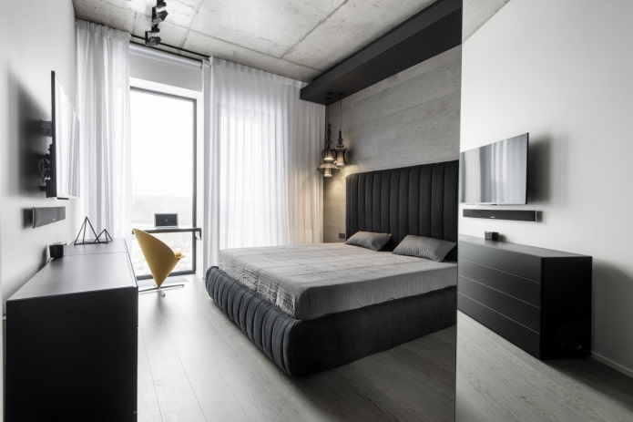 design camera da letto grigio-nero