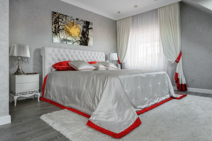 design degli interni della camera da letto grigia