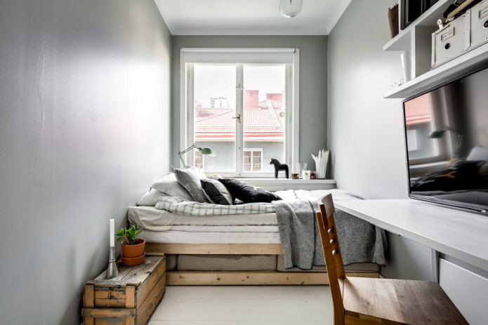 piccola camera da letto in stile scandinavo