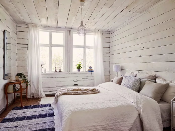 pareti in legno in camera da letto