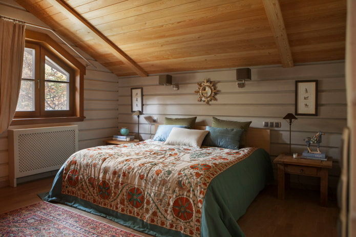 tessuti e decorazioni nella camera da letto in stile country