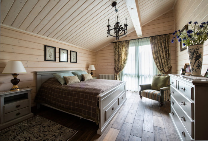 decorazione della camera da letto in stile country