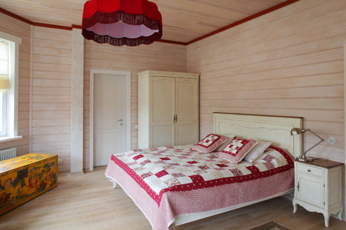 Schema di colori della camera da letto in stile rustico country