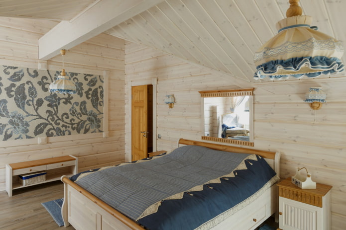 combinazione di colori della camera da letto in stile rustico country