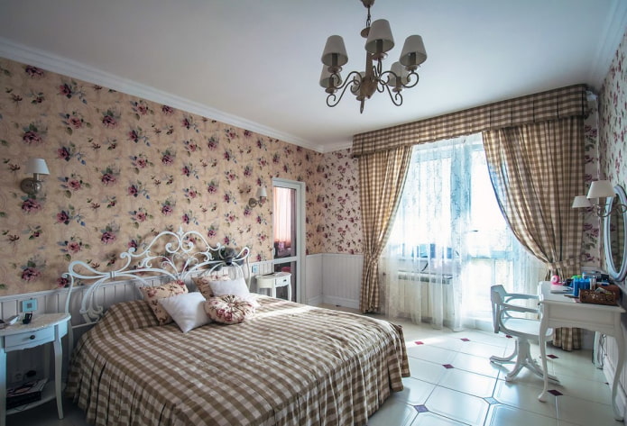 decorazione della camera da letto in stile country