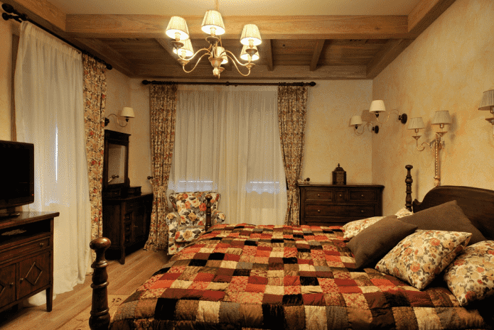 illuminazione della camera da letto in stile country