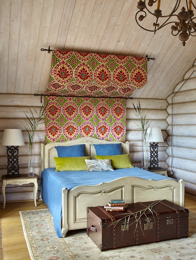 design degli interni della camera da letto in stile country