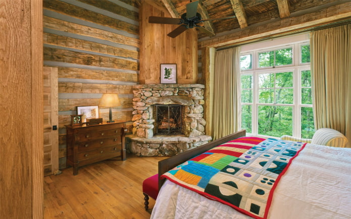 design degli interni della camera da letto in stile country
