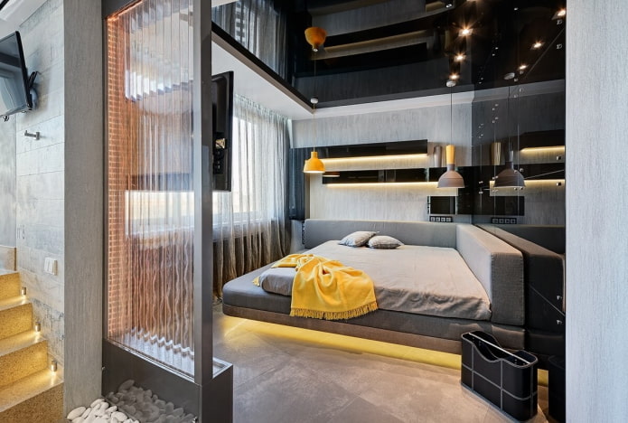 decorazione della camera da letto in stile high-tech