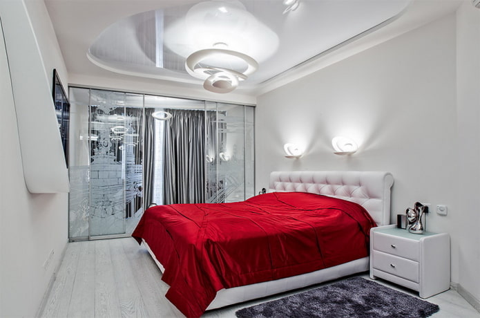 tessuti nell'interno della camera da letto in stile high-tech