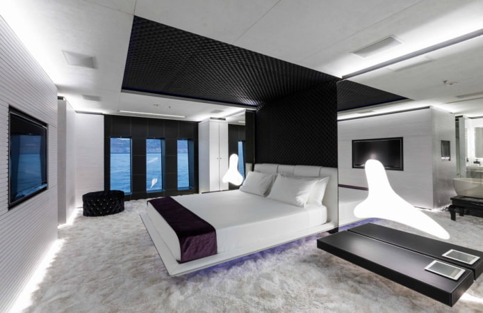 tessuti per l'interno della camera da letto in stile high-tech