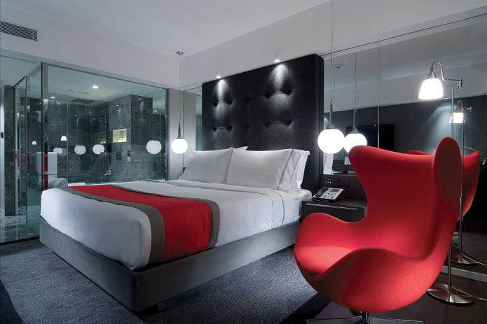 illuminazione dell'interno della camera da letto in stile high-tech