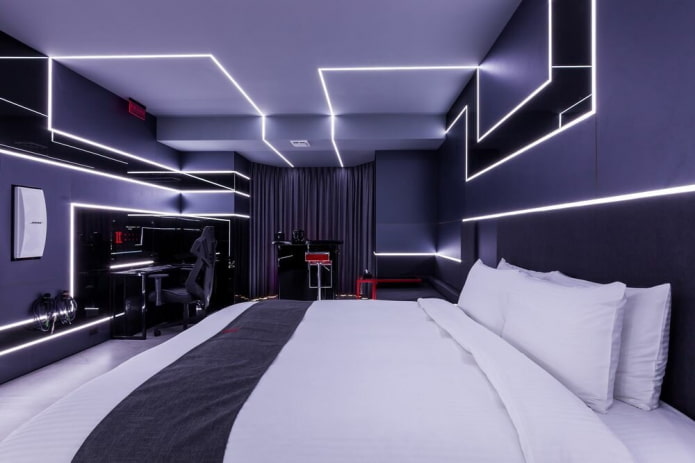 palette di colori della camera da letto in stile high-tech