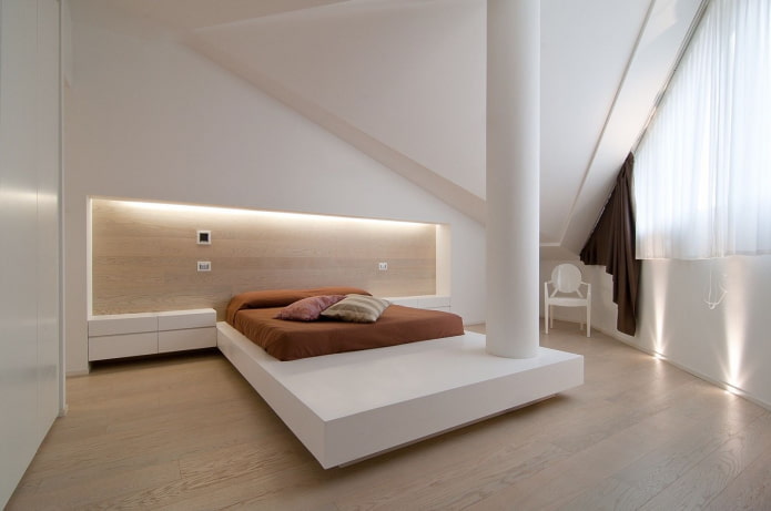 design degli interni della camera da letto in stile hi-tech