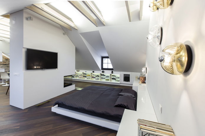 arredamento della camera da letto in stile high-tech